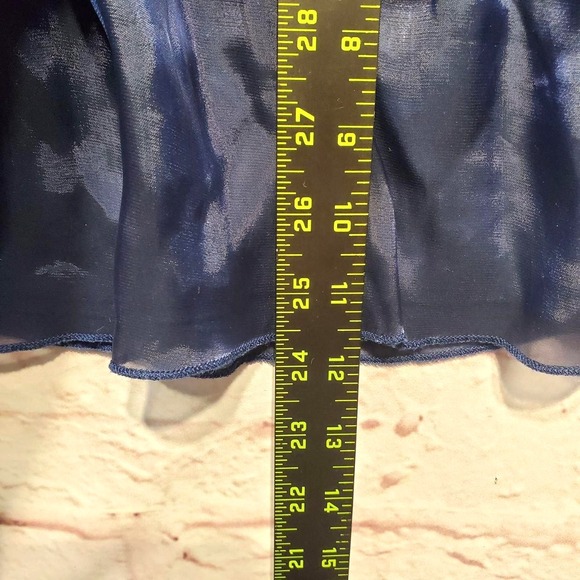 Thirty Third LA Babydoll Fairycore Crop Top Womens Large Blue Puff Sleeve Sheer - Picture 6 of 10